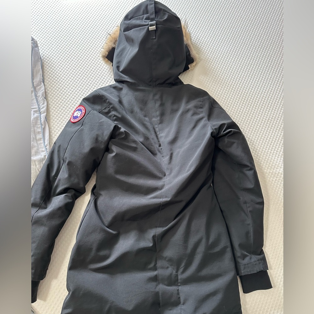 Canada Goose ‘Victoria’ Parka Down Fur Parka Coat Black XS 3037L